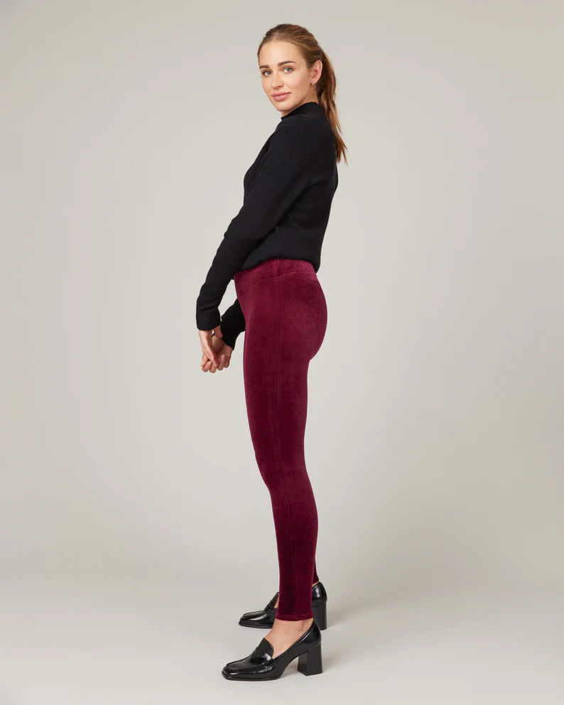 Spanx Velvet Leggings in Rich Burgundy - Size Small – Chic