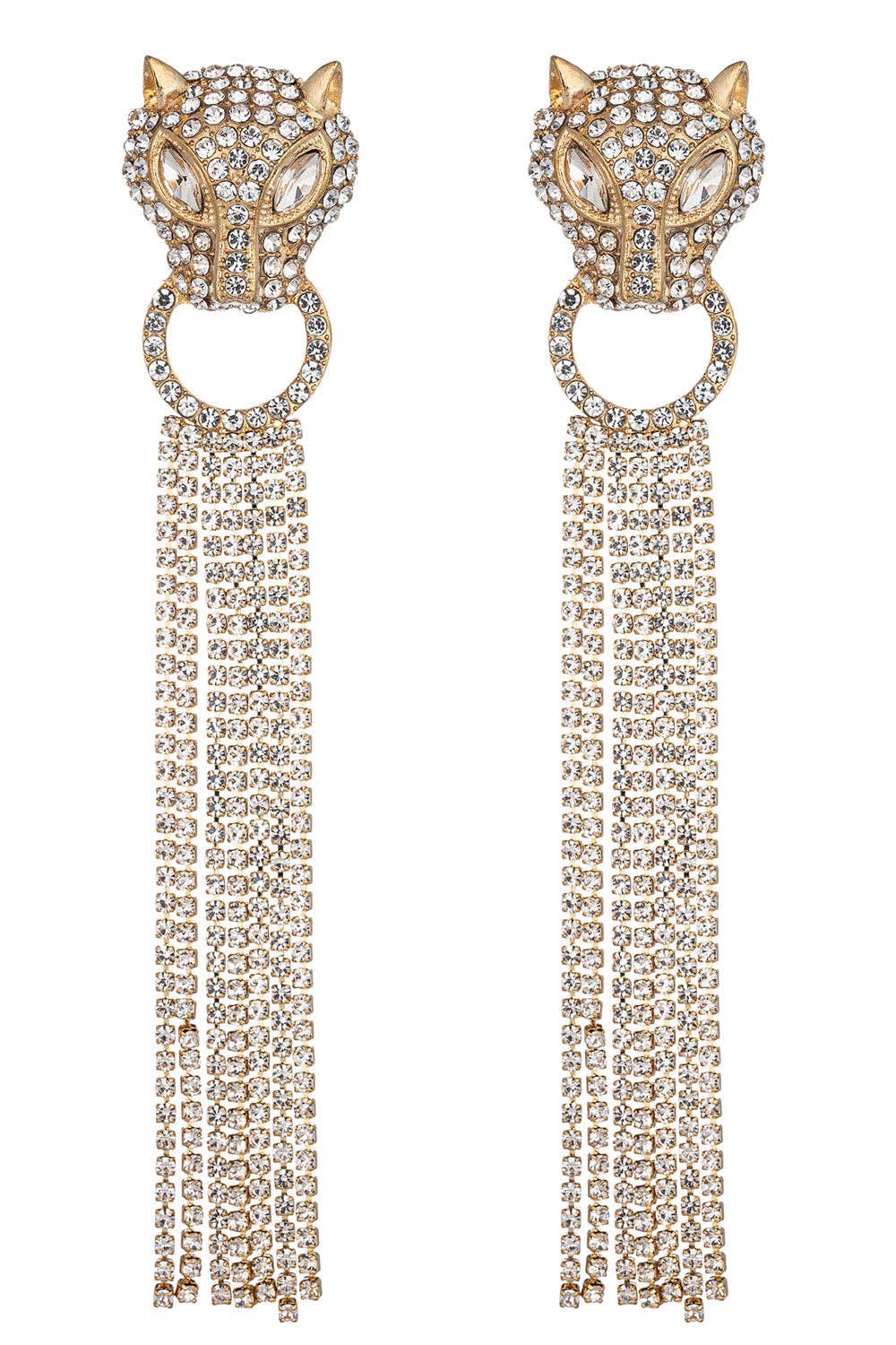 Eye Candy Los Angeles - Jaguar Fringe Drop Earrings