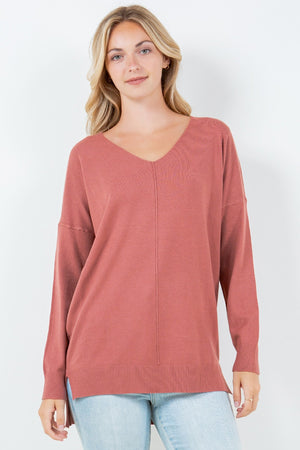 Marsala V Neck Sweater