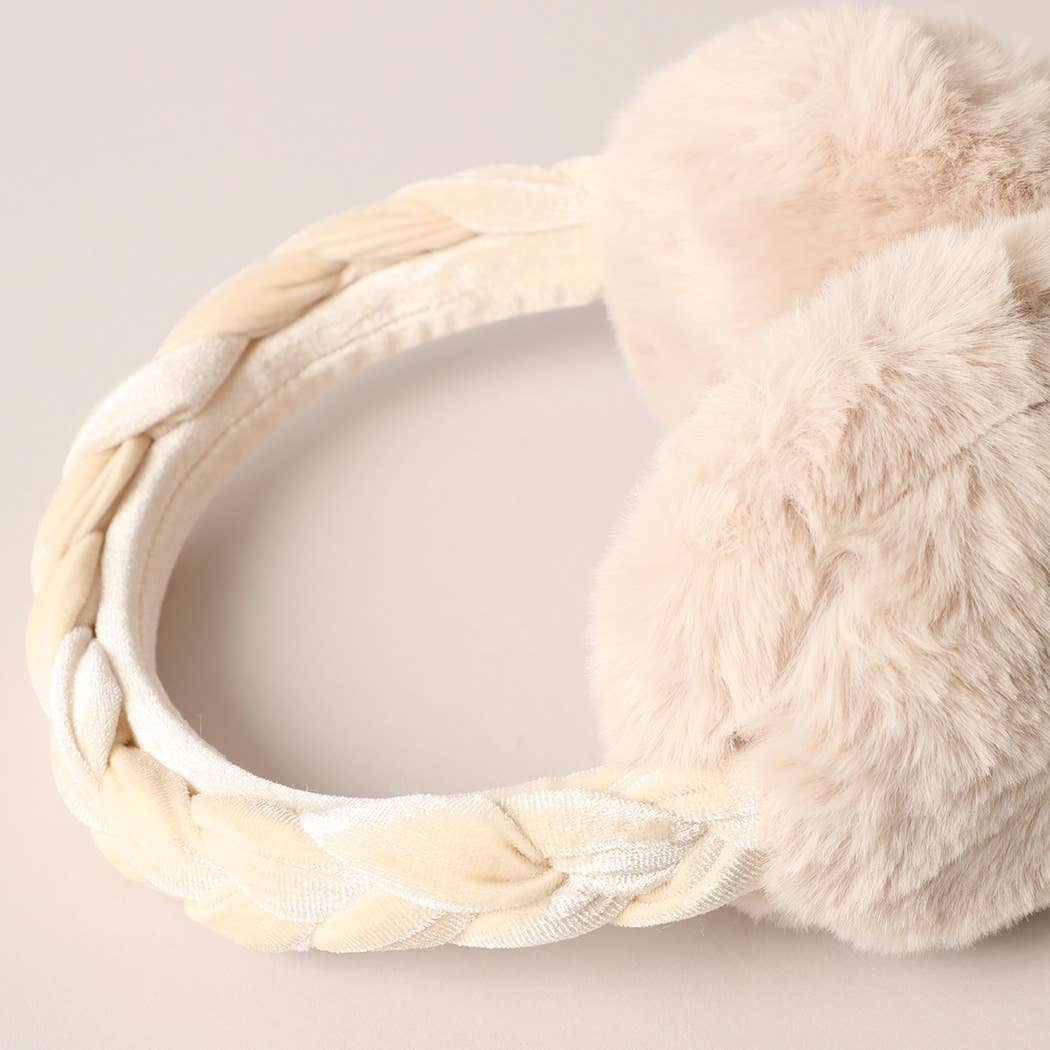 Velvet Braided Faux Fur Fuzzy Earmuffs