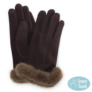 Fuzzy Faux Fur Collar Smart Touch Gloves