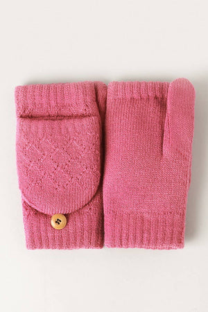 Solid Knit Convertible Fingerless Mittens Gloves