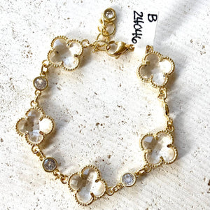 Clover quatrefoil crystal bracelet 