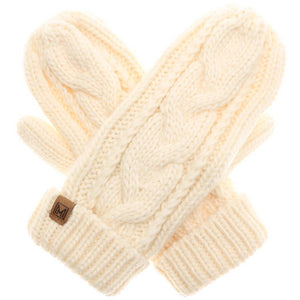 Winter Gloves Cable Knit Mittens with Fleece Lined