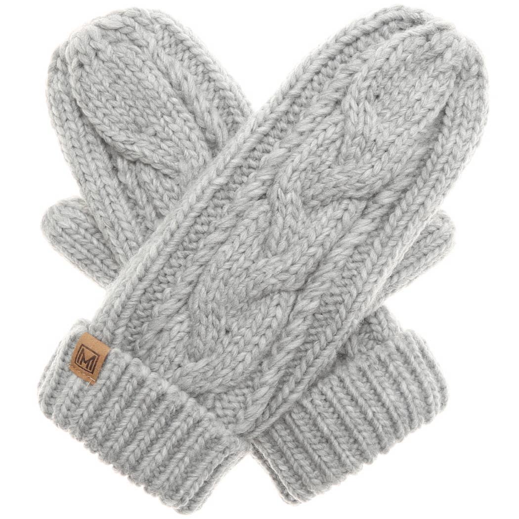 Winter Gloves Cable Knit Mittens with Fleece Lined