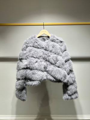 Greta Fur Jacket Coco & White