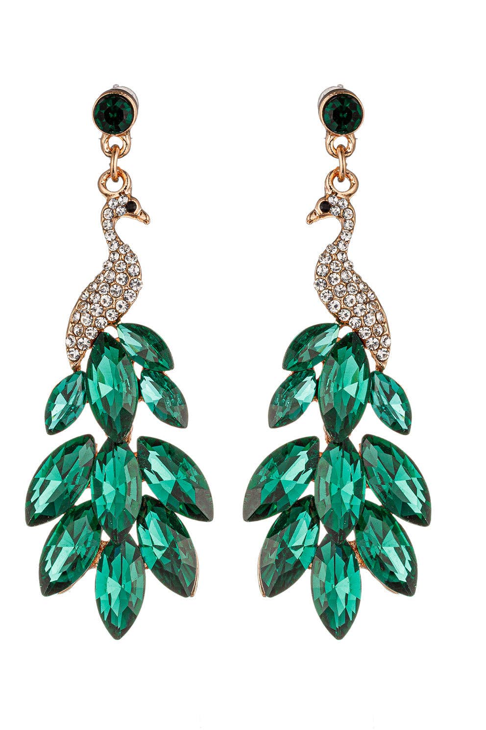 Eye Candy Los Angeles - Green Peacock Drop Earrings