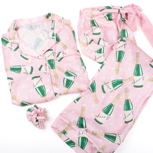 Champagne Dot Satin Pant PJ Set