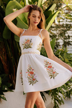 Floral Embroidered Mini Dress