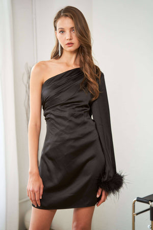 Feather One Shoulder - Black