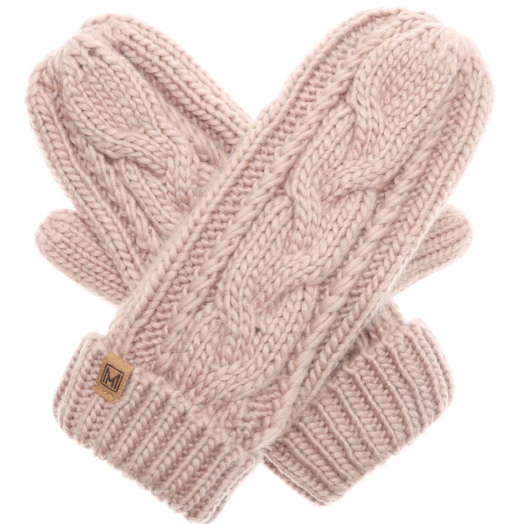 Winter Gloves Cable Knit Mittens with Fleece Lined