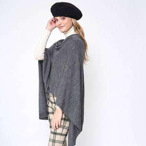 Dark Tone Solid Diamond Shape Scarf Poncho