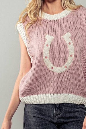 Wild Knit Horseshoe Sweater Vest