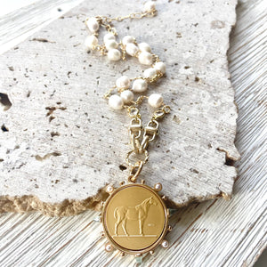 Horse coin equestrian jewelry necklace