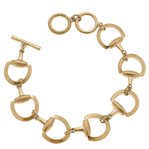 Canvas Style - Andie Horsebit Linked Bracelet in Worn Gold