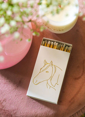 Stable Style - White Oversized Horse Head Matches with Gold Foil