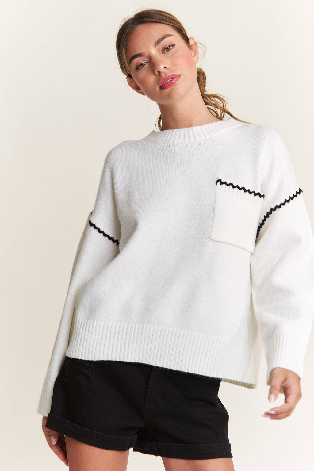 Ric Rac Pullover - White