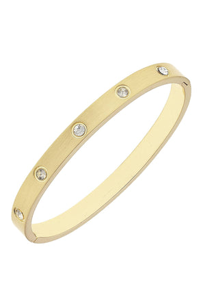 Canvas Style - Lorraine Rhinestone Hinge Bangle in Satin Gold