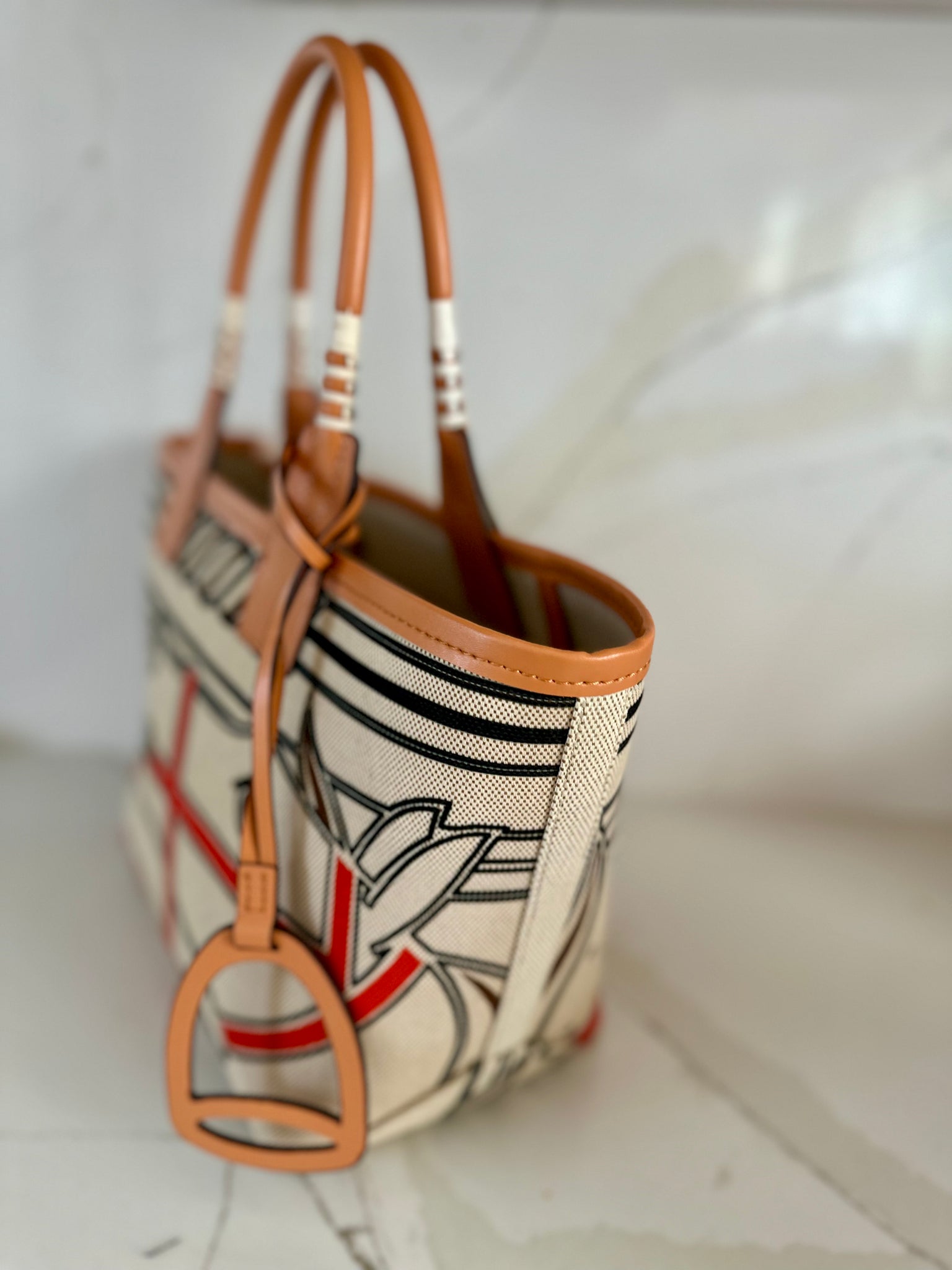 Canvas Abstract Equestrian Tote