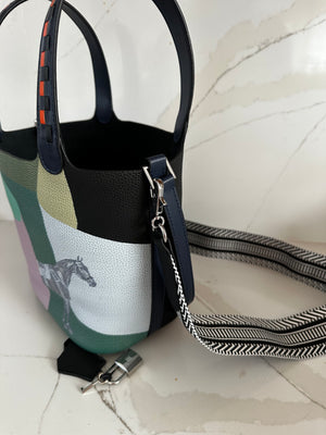 Color Block Equestrian Bucket Bag