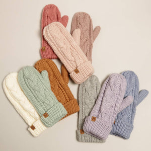 Winter Gloves Cable Knit Mittens with Fleece Lined