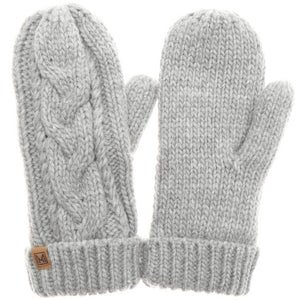 Winter Gloves Cable Knit Mittens with Fleece Lined