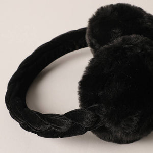 Velvet Braided Faux Fur Fuzzy Earmuffs