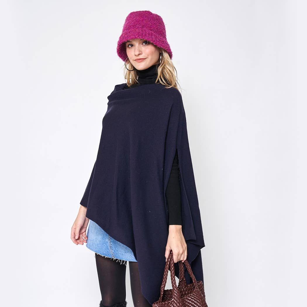 Dark Tone Solid Diamond Shape Scarf Poncho