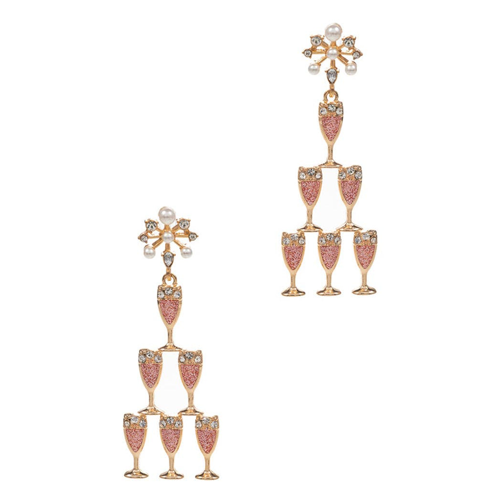 Champagne Glass Tower Shaped Post Earring