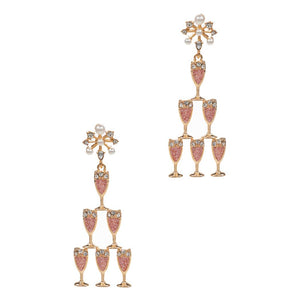 Champagne Glass Tower Shaped Post Earring