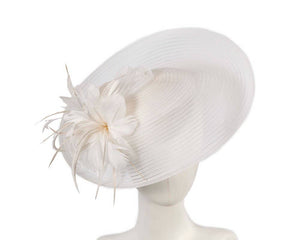 Max Alexander by Cupids Millinery Melbourne - Large white fascinator with feather flower