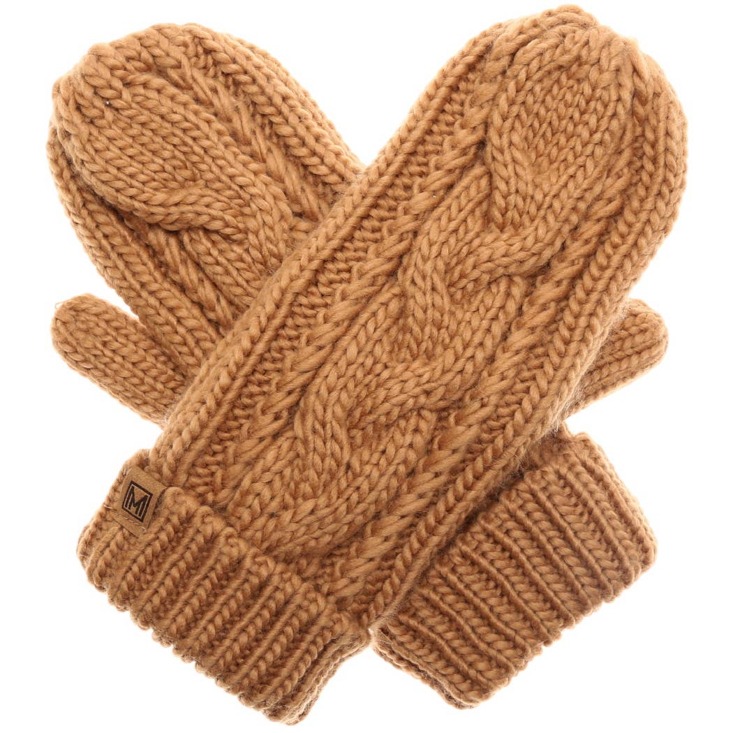 Winter Gloves Cable Knit Mittens with Fleece Lined