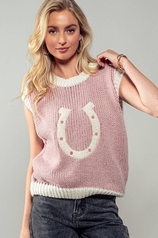 Wild Knit Horseshoe Sweater Vest