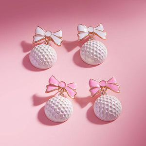 Golf Ball with Enamel Bow Post Earrings