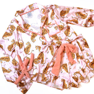 Pink Tiger Satin Ruffle Short PJ Set