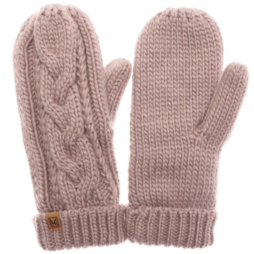 Winter Gloves Cable Knit Mittens with Fleece Lined