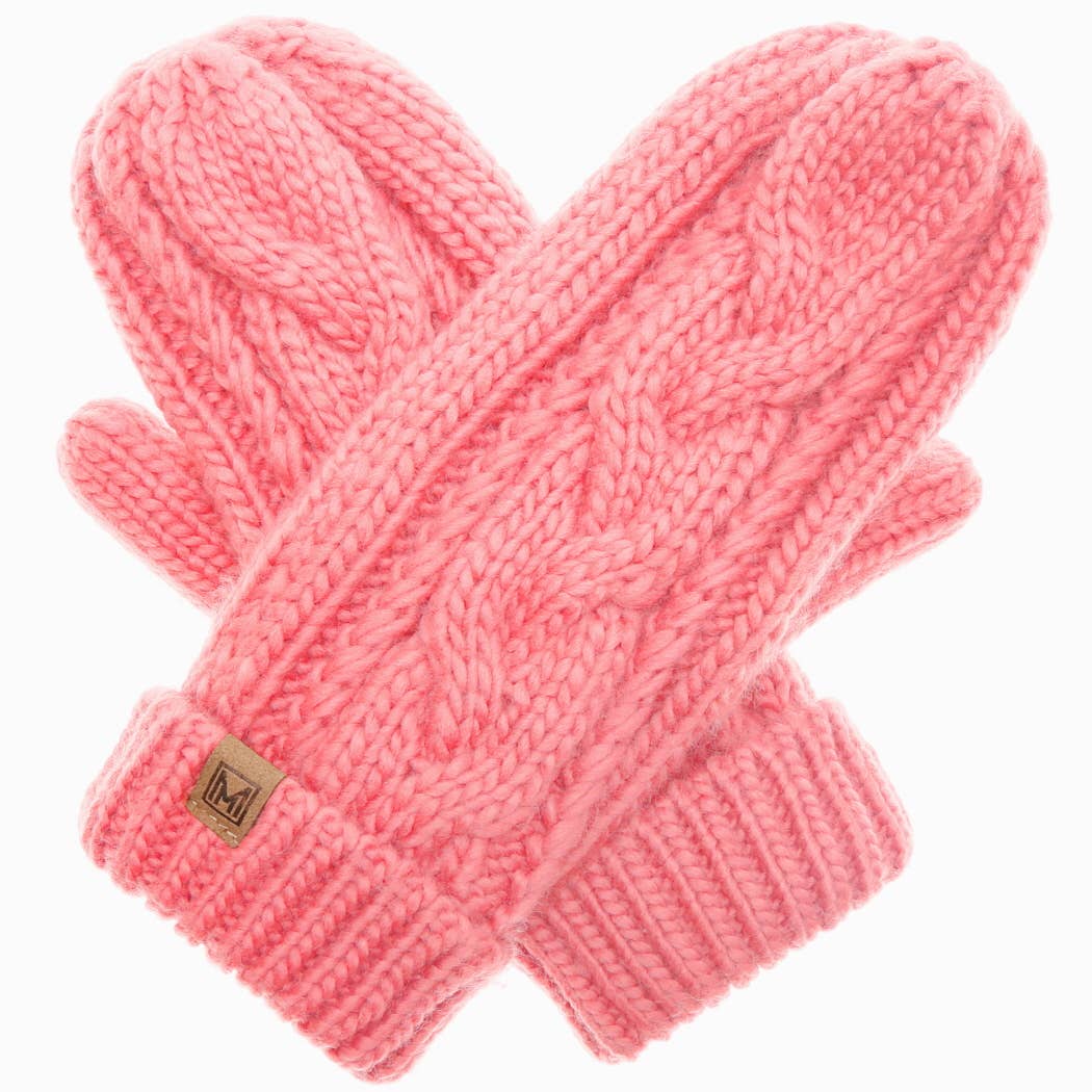 Winter Gloves Cable Knit Mittens with Fleece Lined