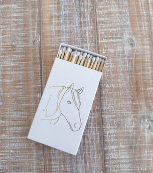 Stable Style - White Oversized Horse Head Matches with Gold Foil