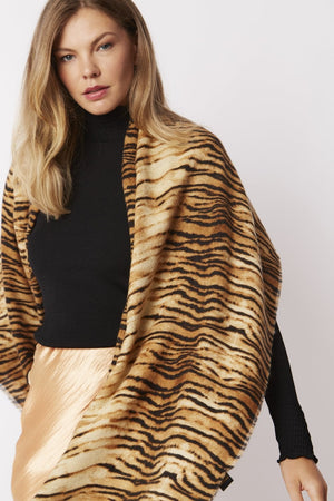 Tiger Print Cashmere & Silk Wrap