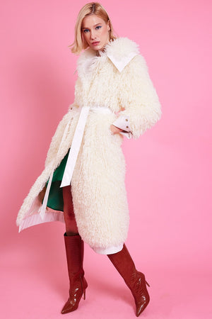 Knitted Faux Shearling Coat