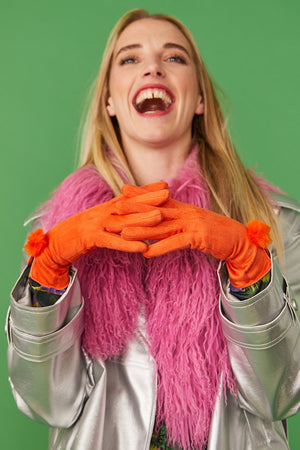 Faux Suede Pom Gloves- 4 colors