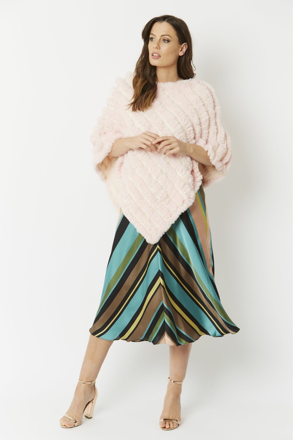 Pink Faux Fur Poncho