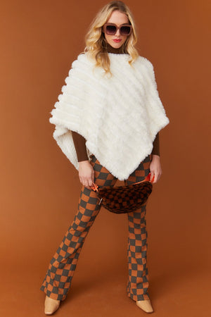 White Faux Fur Poncho