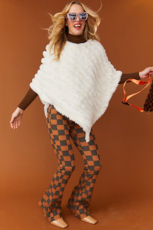 White Faux Fur Poncho