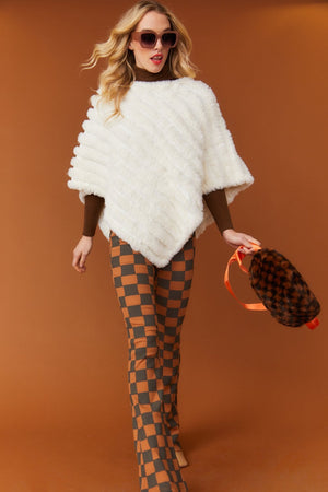 White Faux Fur Poncho