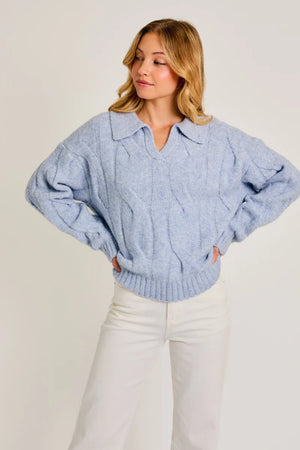 Collared Cable Sweater Top